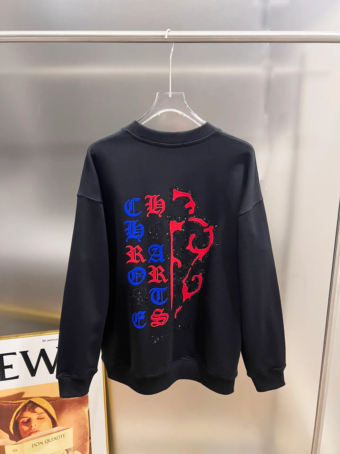 CH Crowe 2026 Autumn and Winter New Arrival round neck long-sleeved sweatshirt, cross foam technology + Middle Eastern Australian diamond design technology, the real thing is great, men and women Same Style loose version Size S M L XL XXL Five codes Black White